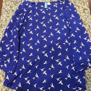 Dina Be 3/4 Sleeve Blue Blouse